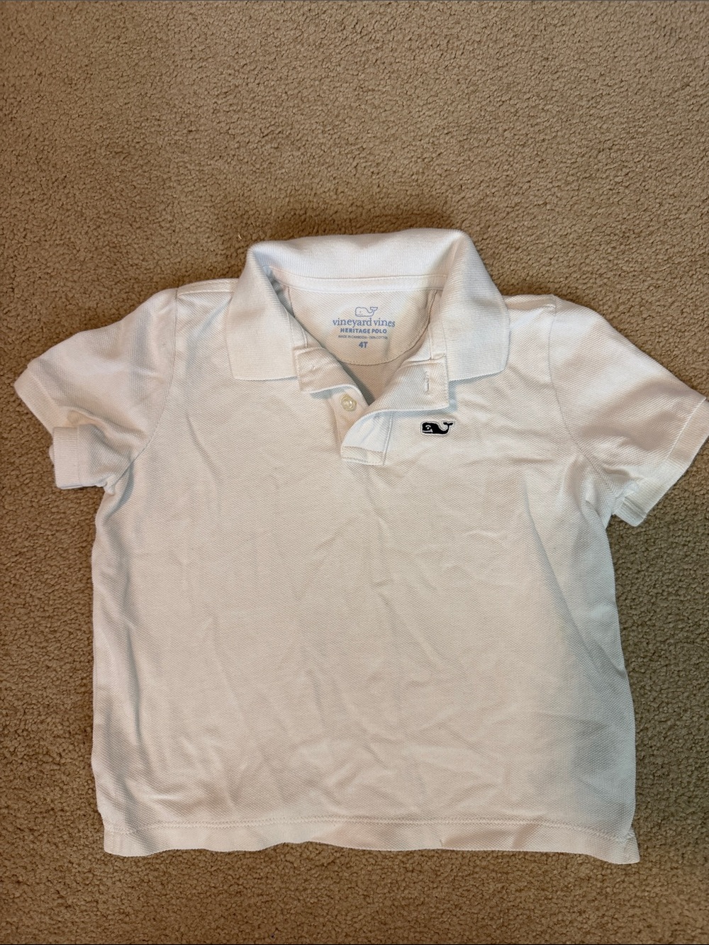 Vineyard Vines White Boys' Short-Sleeve Polo with Whale Logo